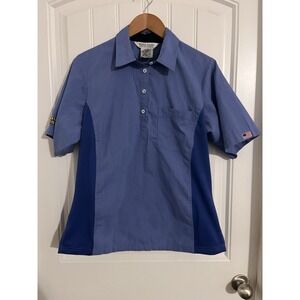 Waffle House Shirt Womens M Blue Polo Button Uniform Employee Work Restaurant